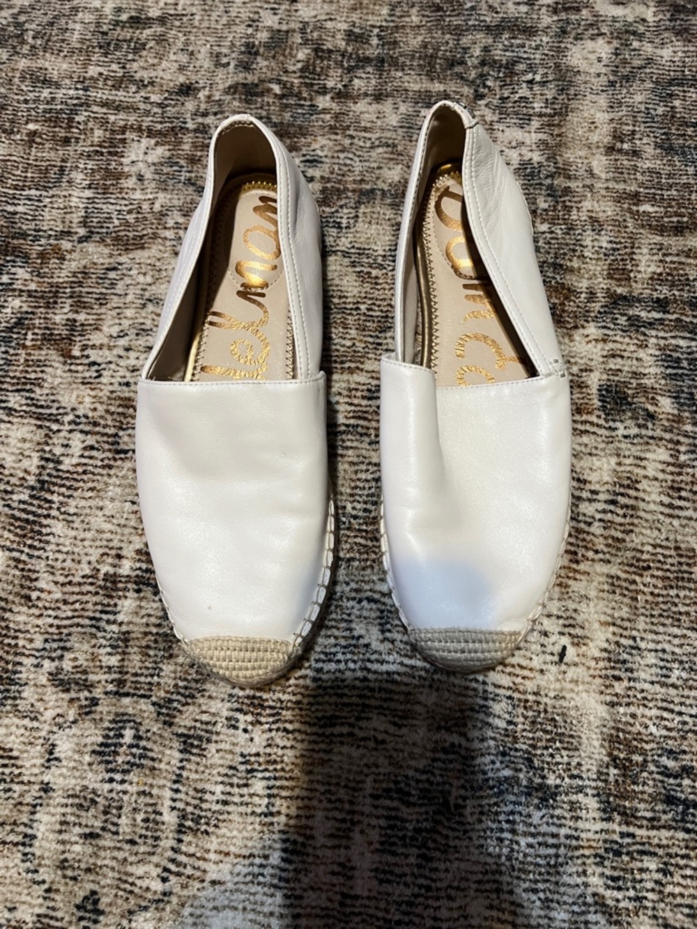 Sam Edelman White Leather Espadrille Slip-Ons